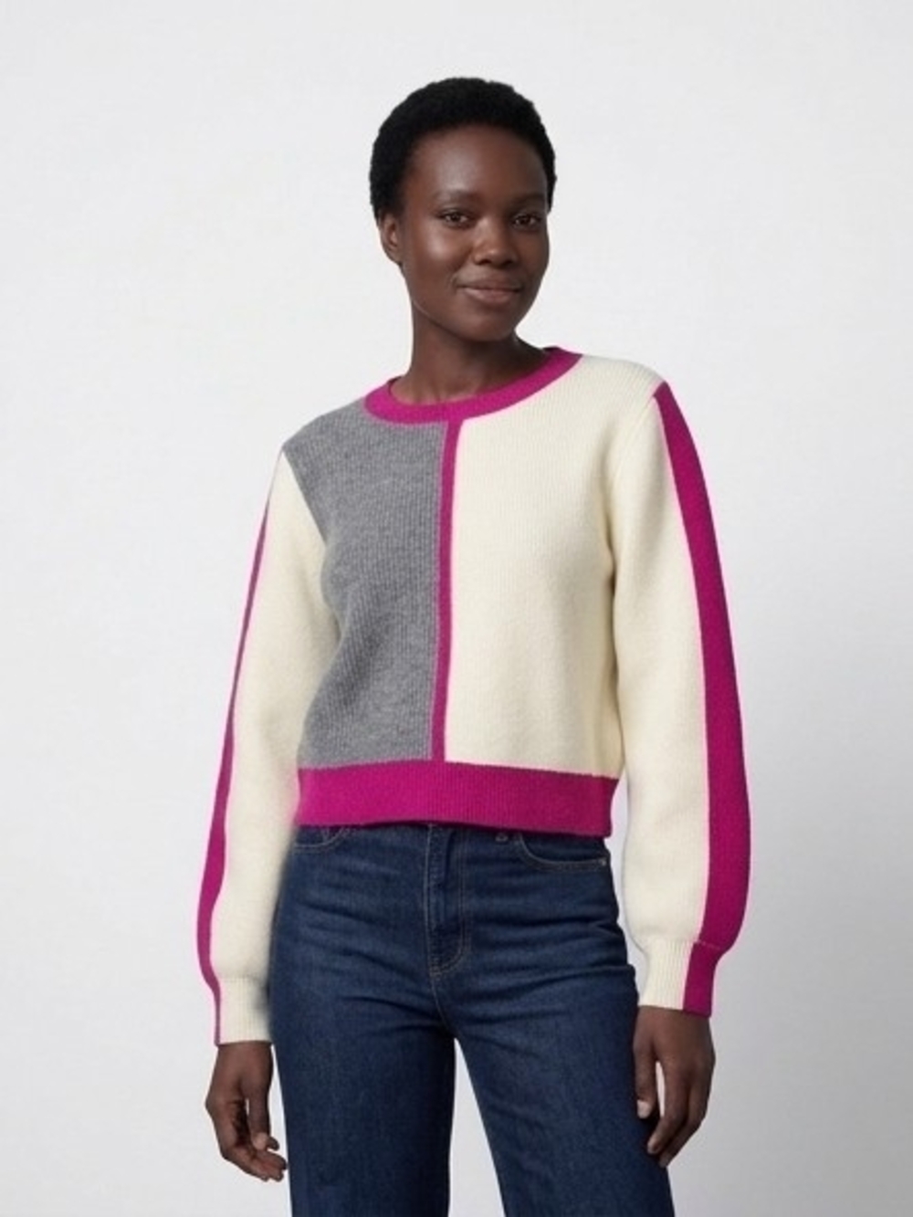 Central Park Long Sleeve Knit Colorblock Crewneck Sweater Misses Size Medium